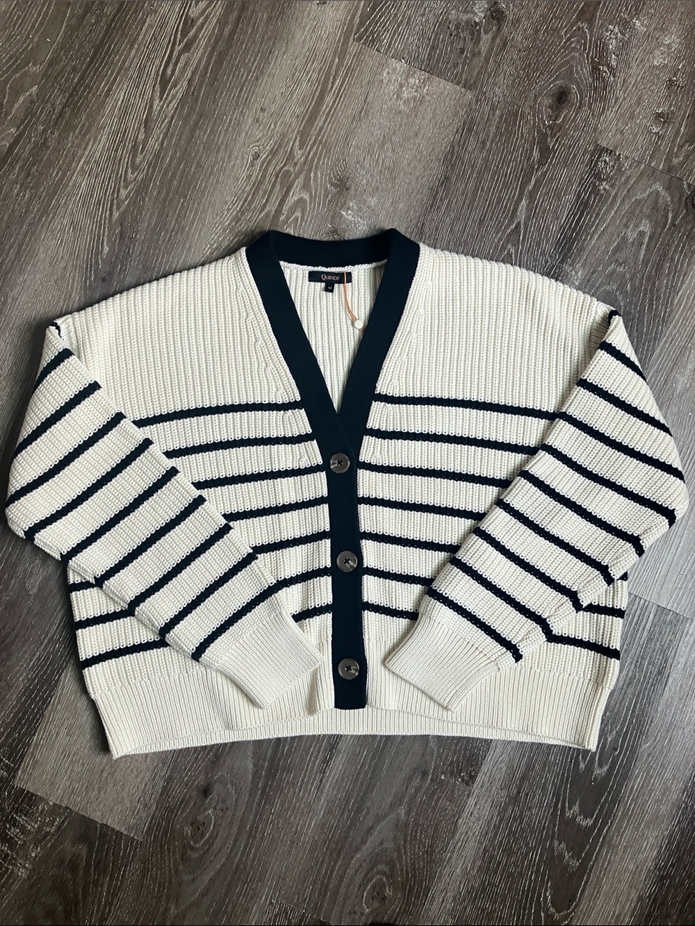 Quince 100% Organic Cotton Fisherman Boxy Cropped Cardigan - Picture 13 of 16